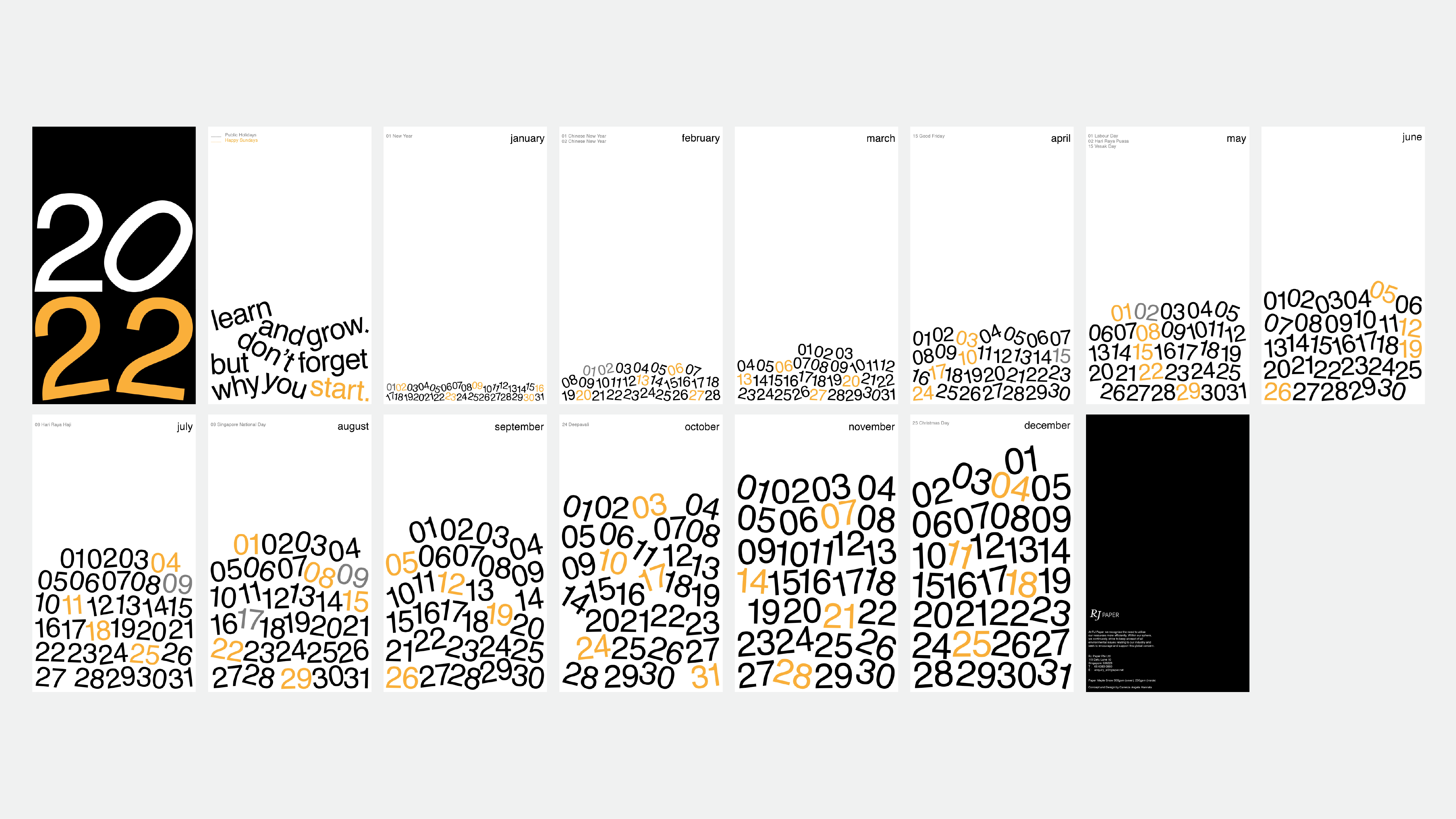 2022 Typographic Calendar by carennza