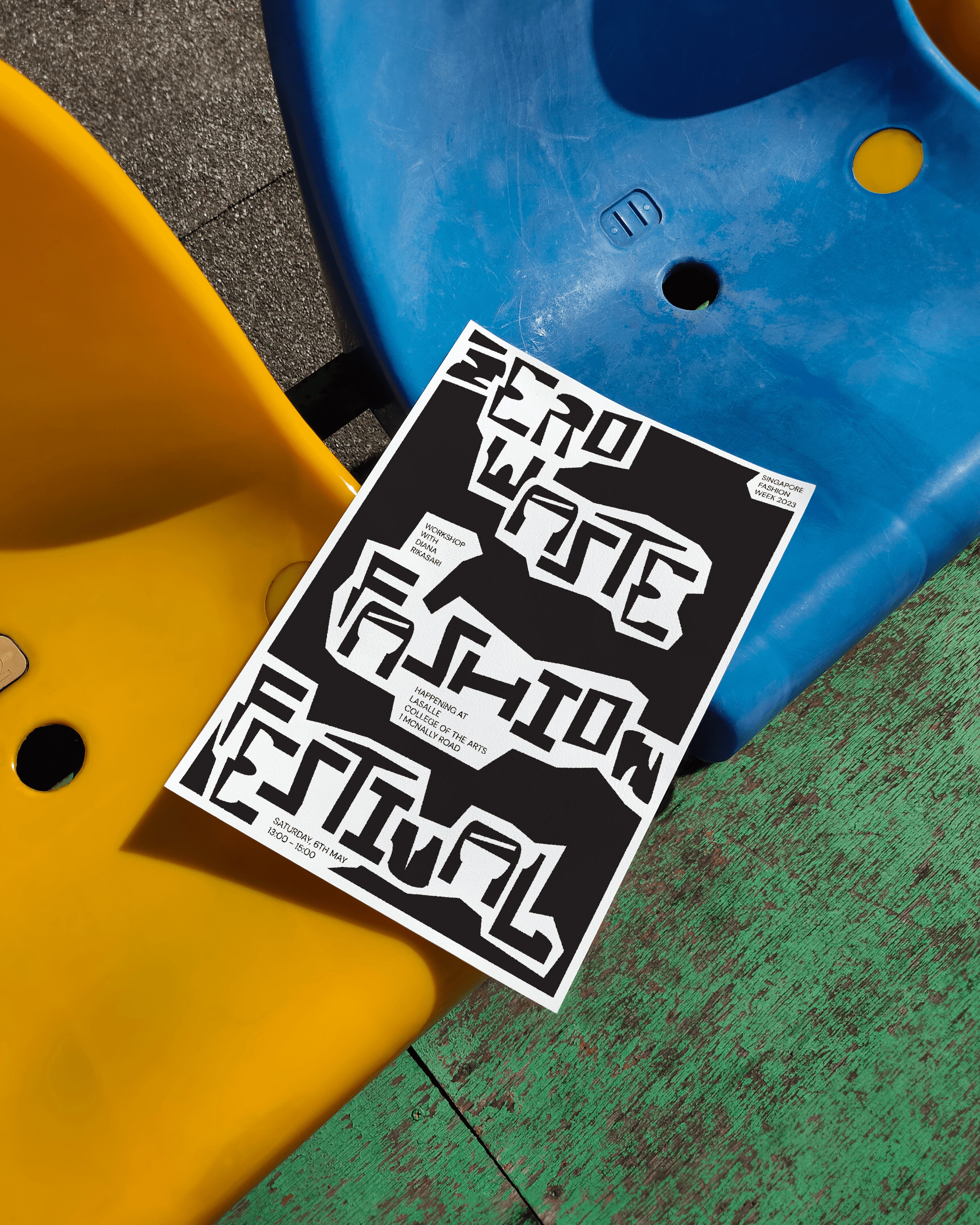 Upcycled Modular Typeface used in Zero Waste Fashion Festival poster preview by carennza